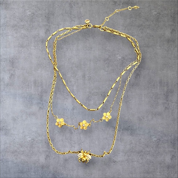 14 K GP triple necklace Nature inspired - Picture 2 of 4